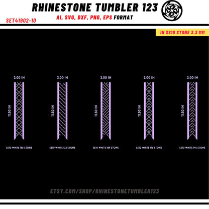 10 Cheer Bow Rhinestone Template with HTV, V tail, 2 inch rhinestone digital download for cricut, svg, eps, png, dxf, cdr, SS10 SET41902-10