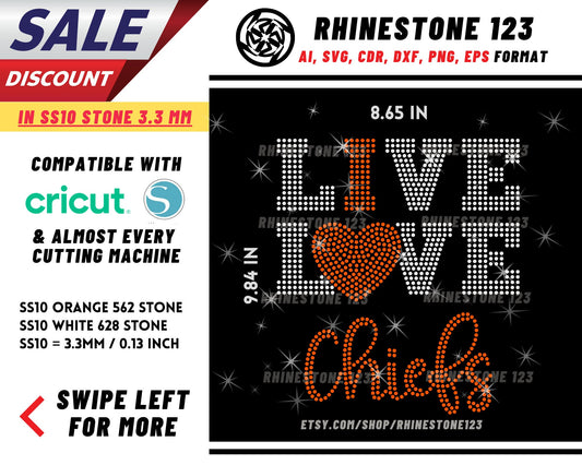 Live Love Chief rhinestone digital download for cricut, svg, eps, png, dxf, cdr, SS10