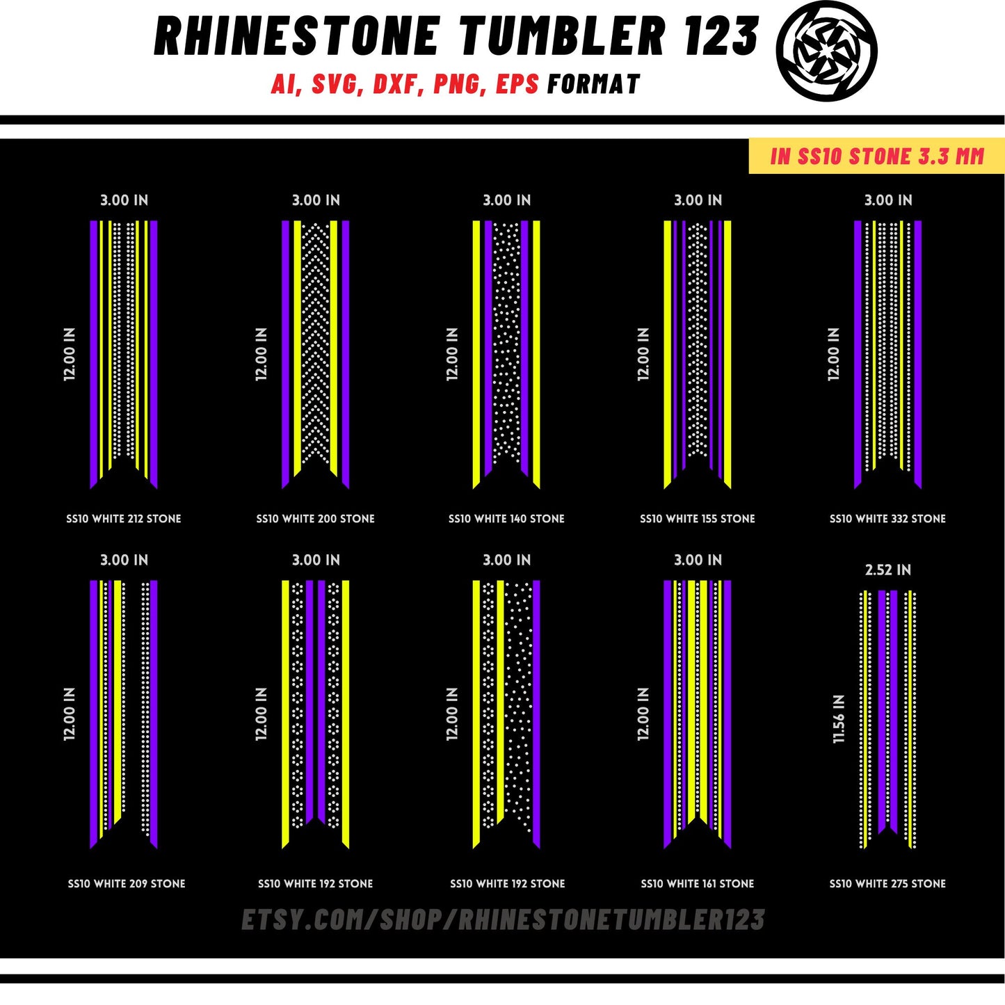 10 Cheer Bow Rhinestone Template with HTV, V tail, 3 inch rhinestone digital download for cricut, svg, eps, png, dxf, cdr, SS10 SET40802-3