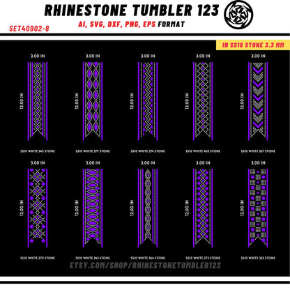 10 Cheer Bow Rhinestone Template with HTV, V tail, 3 inch rhinestone digital download for cricut, svg, eps, png, dxf, cdr, SS10 SET40902-8