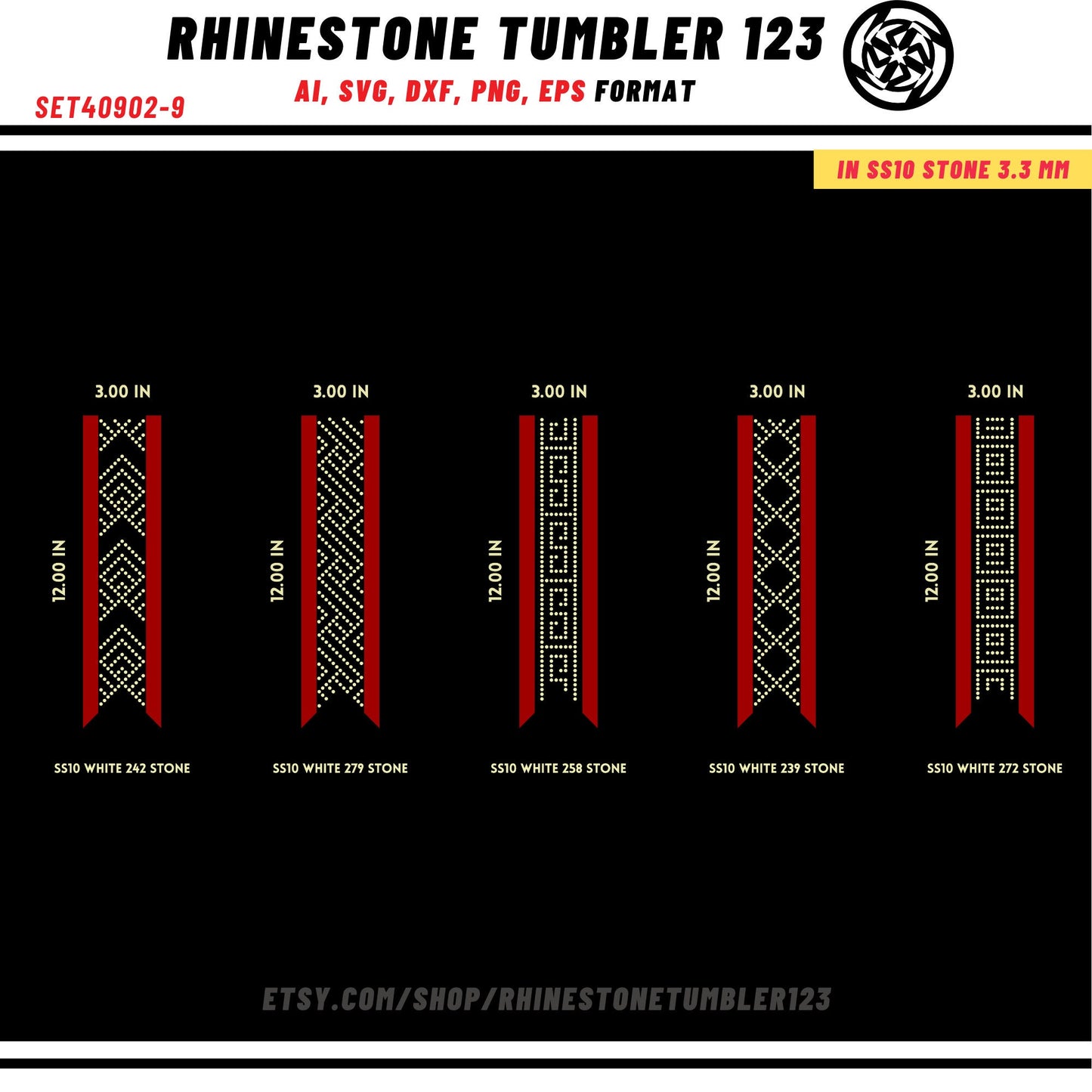 10 Cheer Bow Rhinestone Template with HTV, V tail, 3 inch rhinestone digital download for cricut, svg, eps, png, dxf, cdr, SS10 SET40902-9