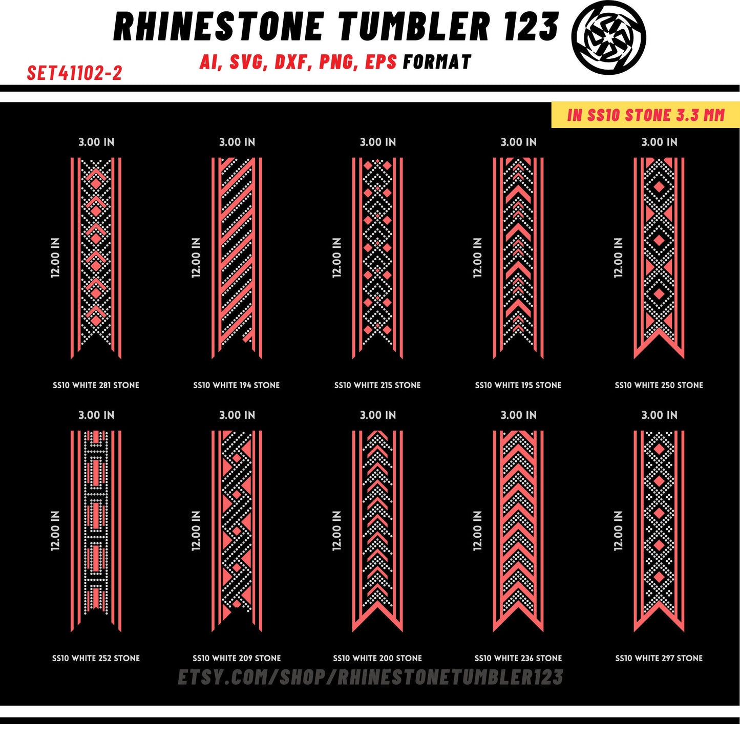 10 Cheer Bow Rhinestone Template with HTV, V tail, 3 inch rhinestone digital download for cricut, svg, eps, png, dxf, cdr, SS10 SET41102-2