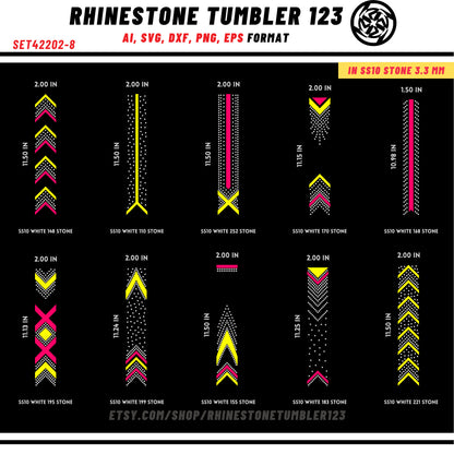 10 Cheer Bow Rhinestone Template with HTV, V tail, 2 inch rhinestone digital download for cricut, svg, eps, png, dxf, cdr, SS10 SET42202-8