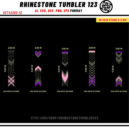 10 Cheer Bow Rhinestone Template with HTV, V tail, 2 inch rhinestone digital download for cricut, svg, eps, png, dxf, cdr, SS10 SET42202-12