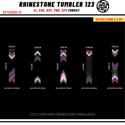 10 Cheer Bow Rhinestone Template with HTV, V tail, 2 inch rhinestone digital download for cricut, svg, eps, png, dxf, cdr, SS10 SET42202-13