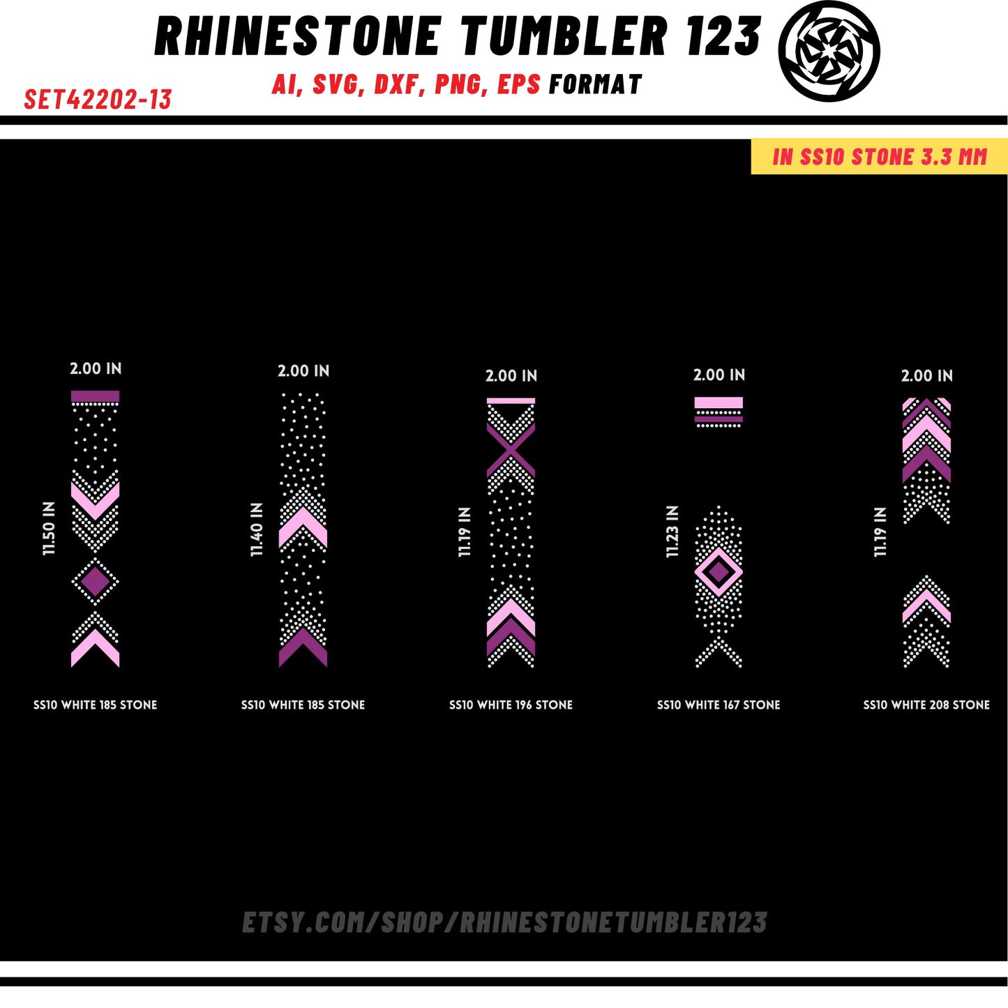 10 Cheer Bow Rhinestone Template with HTV, V tail, 2 inch rhinestone digital download for cricut, svg, eps, png, dxf, cdr, SS10 SET42202-13