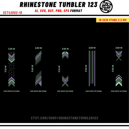 10 Cheer Bow Rhinestone Template with HTV, V tail, 2 inch rhinestone digital download for cricut, svg, eps, png, dxf, cdr, SS10 SET42002-10