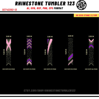 10 Cheer Bow Rhinestone Template with HTV, V tail, 2 inch rhinestone digital download for cricut, svg, eps, png, dxf, cdr, SS10 SET42202-12